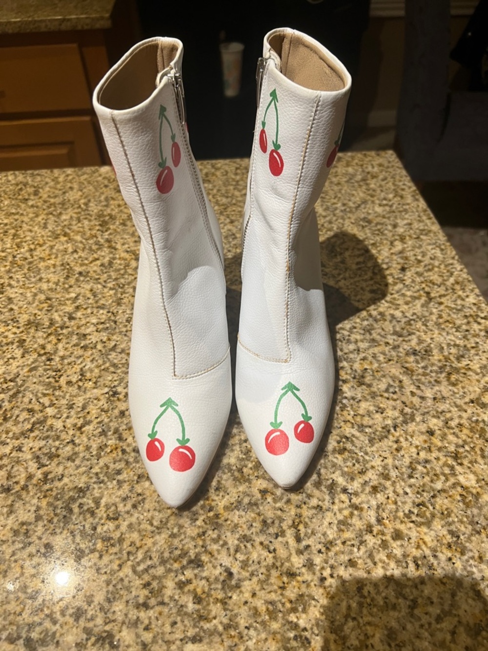 Thursday Boot Company White Cherry-Print Women's Ankle Boots
